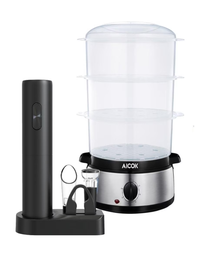 Vaporera eléctrica Aicok VE4401+DEBV95 + Destapador eléctrico